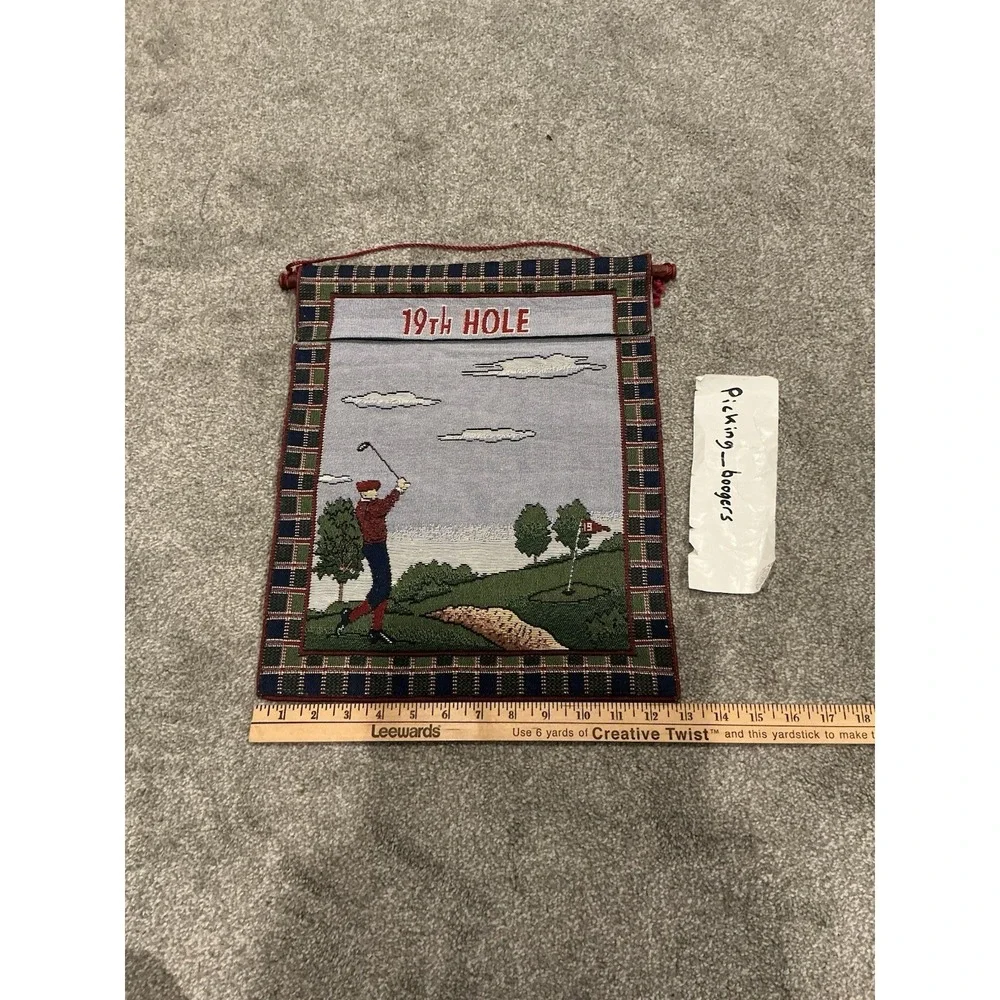 2 Vintage Windham‎ Weavers 19TH Hole embroidered golf house yard flag